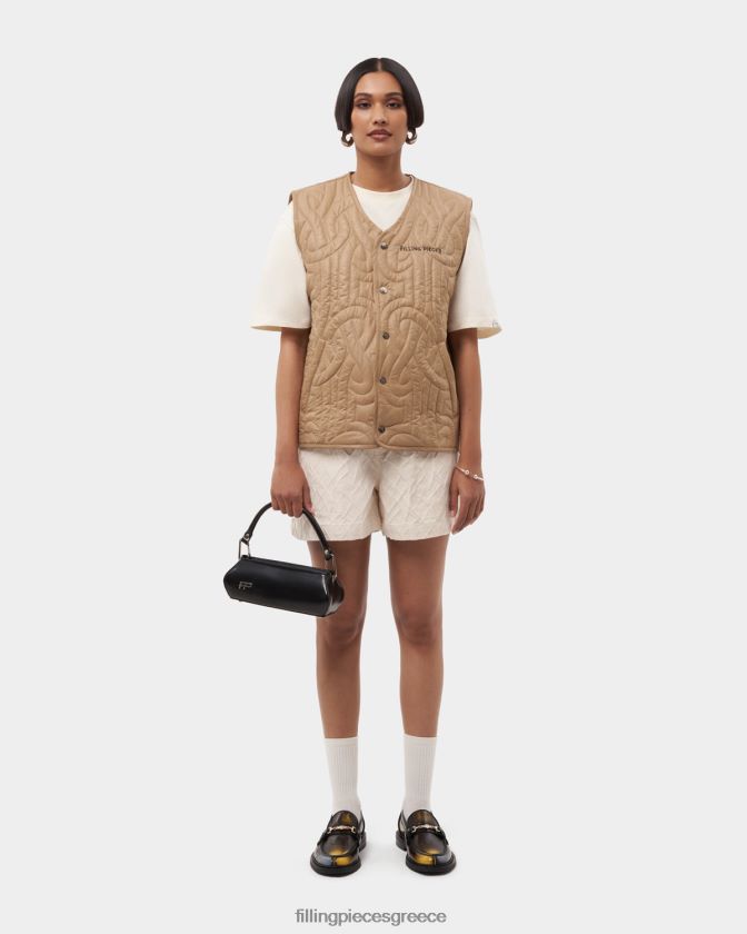 Filling Pieces T28ZLV208 γυναίκες καπιτονέ φουσκωτό γιλέκο μπεζ