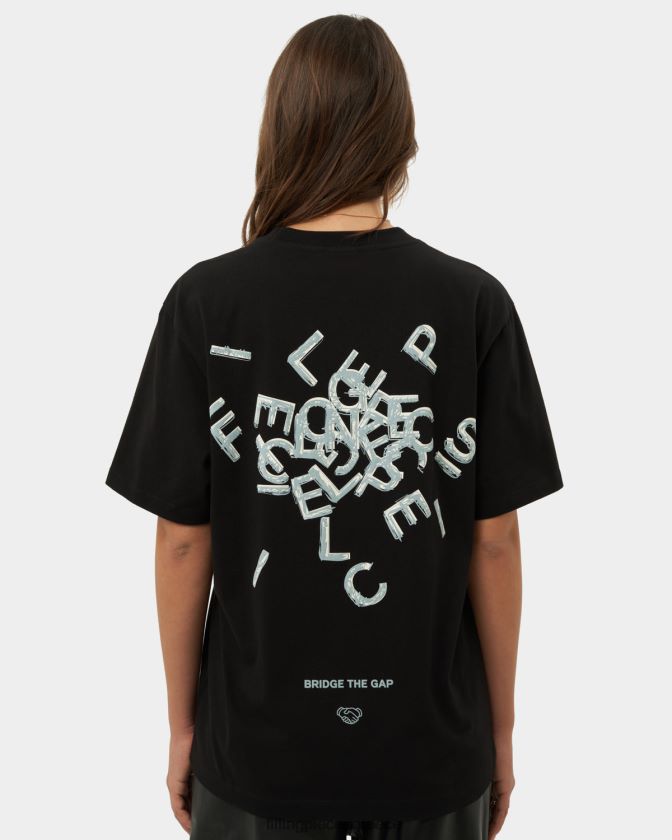 Filling Pieces T28ZLV184 γυναίκες T-shirt αλφάβητο μαύρος