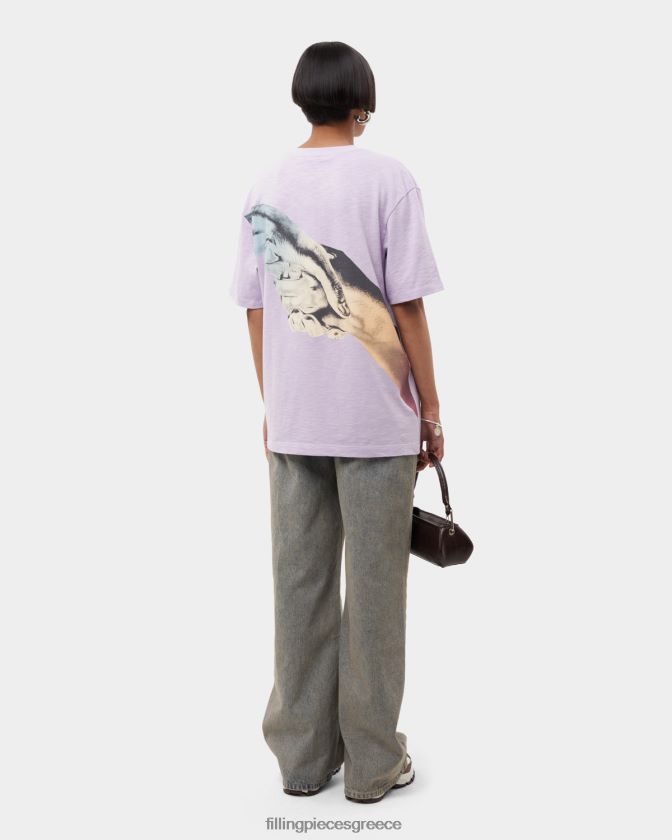 Filling Pieces T28ZLV192 γυναίκες t-shirt ντεγκραντέ χειραψία πασχαλιά