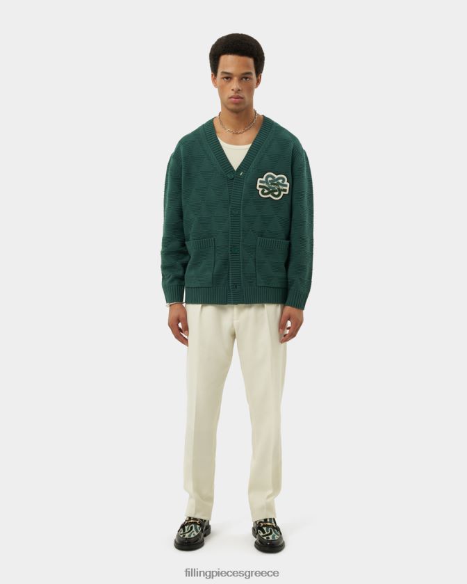 Filling Pieces T28ZLV140 άνδρες πλεκτή ζακέτα πράσινος