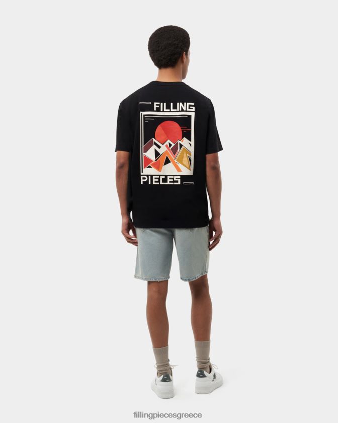 Filling Pieces T28ZLV119 άνδρες μπλουζάκι ηλιοβασίλεμα μαύρος
