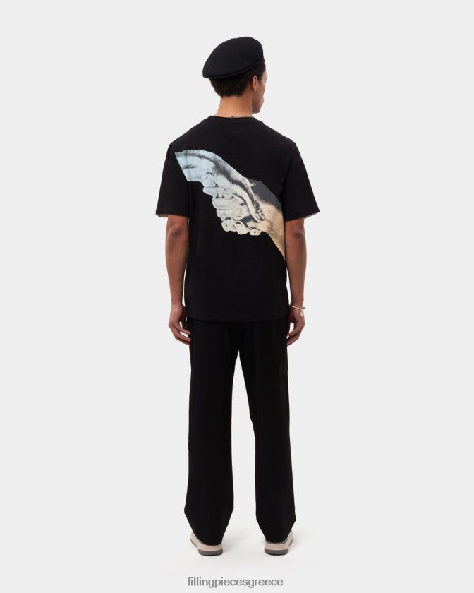 Filling Pieces T28ZLV122 άνδρες t-shirt ντεγκραντέ χειραψία μαύρος